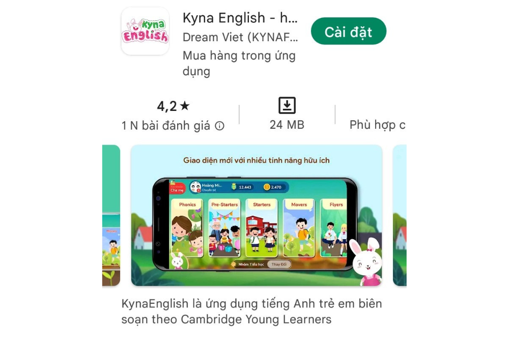 Kyna English - ứng dụng học tiếng Anh cho trẻ