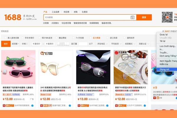 Nhập mắt kính trên các trang TMĐT của Trung Quốc