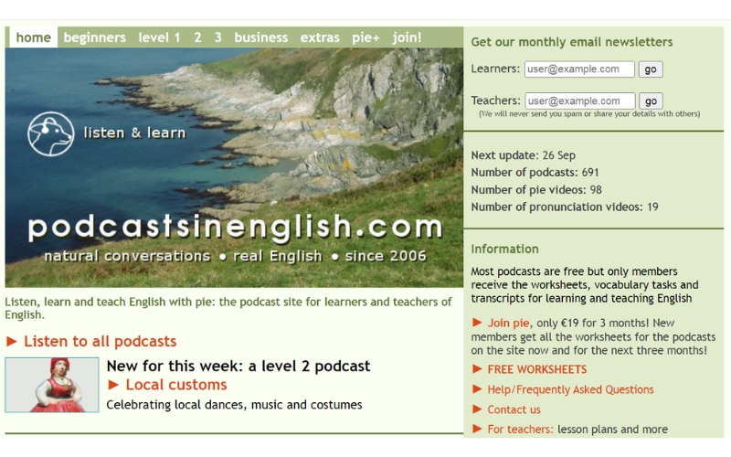 kênh luyện nghe tiếng Anh Podcasts in English