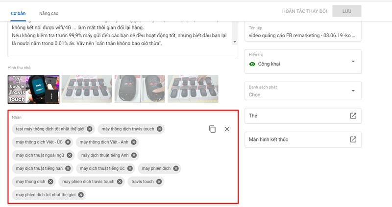 Sắp xếp thứ tự tag theo mức độ quan trọng