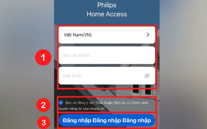 đăng nhập vào app