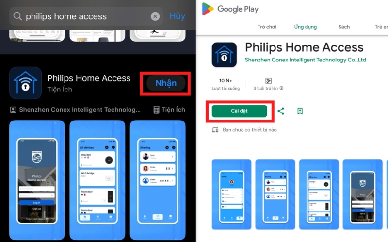 cài đặt app philips home access
